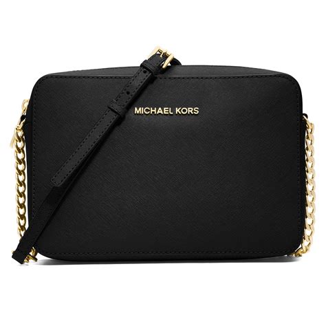 michael kors jet set signature large crossbody bag black|Michael Kors studded crossbody bag.